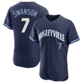 Lashops C.Cubs #7 Dansby Swanson Player Navy City Connect Limited Elite Home Stitched Jerseys