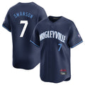 Lashops C.Cubs #7 Dansby Swanson Player Navy City Connect Limited Home Stitched Jerseys