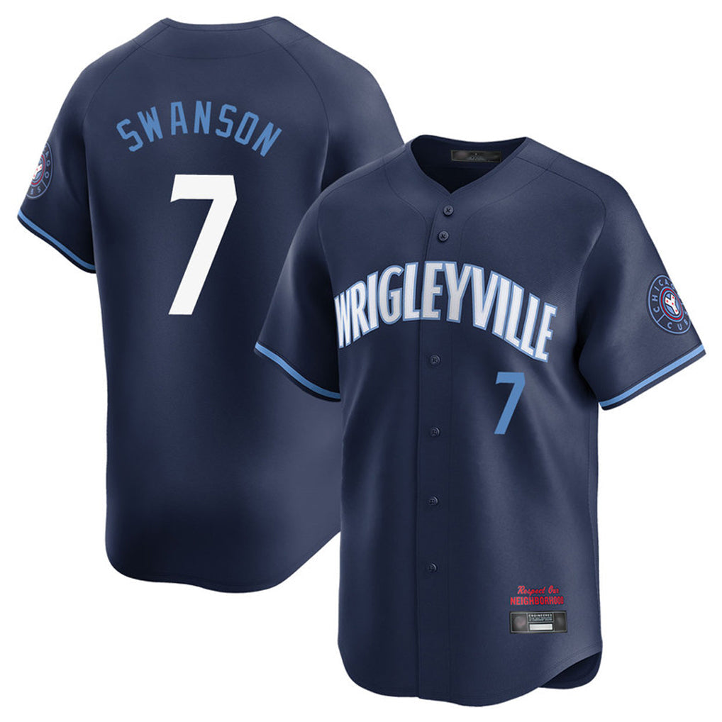 Lashops C.Cubs #7 Dansby Swanson Player Navy City Connect Limited Home Stitched Jerseys