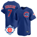 Lashops C.Cubs #7 Dansby Swanson Player Royal 150th Anniversary Limited Home Stitched Jerseys