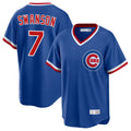 Lashops C.Cubs #7 Dansby Swanson Player Royal T-shirt Cooperstown Collection Limited Stitched Jerseys