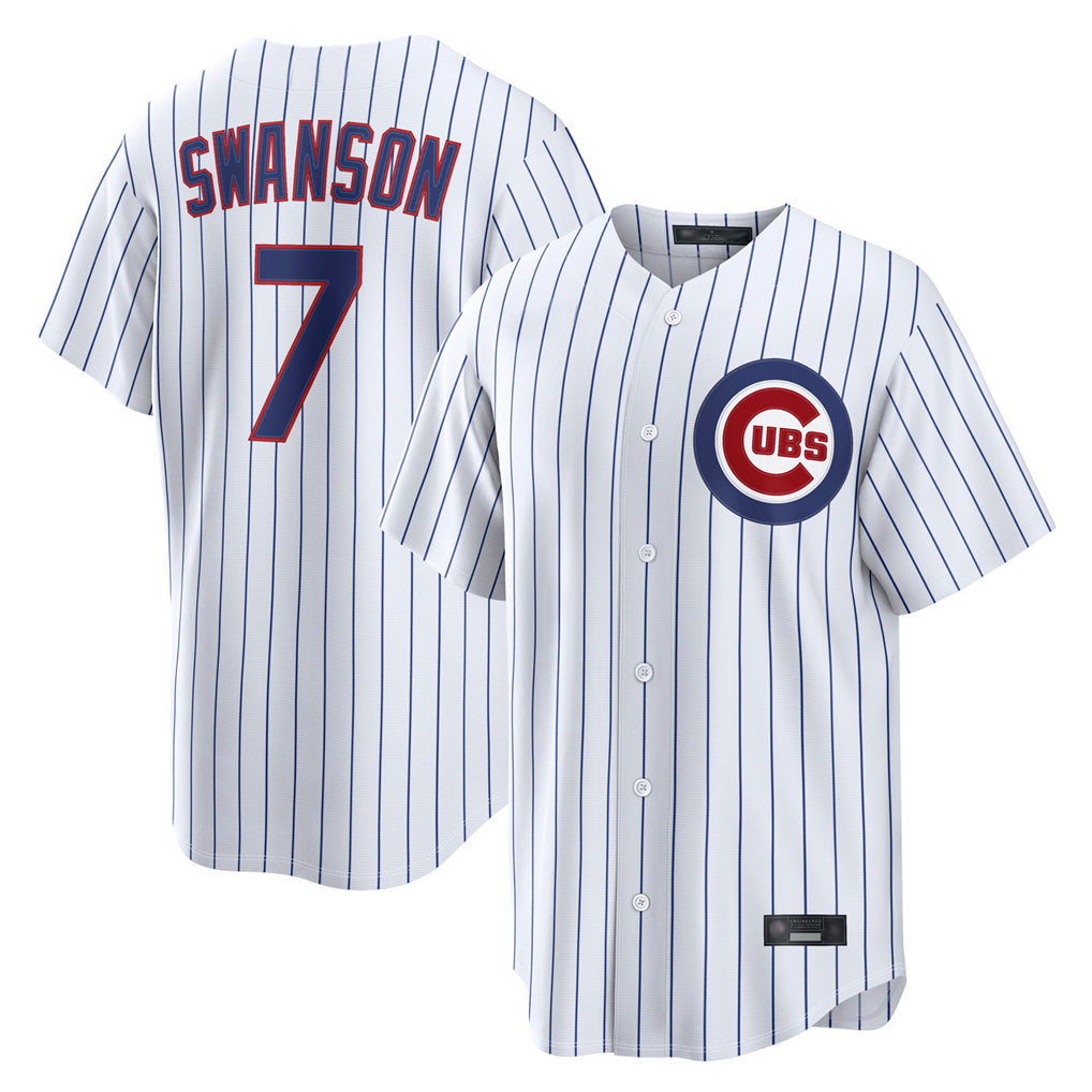 Lashops C.Cubs #7 Dansby Swanson Player White Game Home Stitched Jerseys