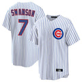 Lashops C.Cubs #7 Dansby Swanson Player White Home Game Stitched Jerseys