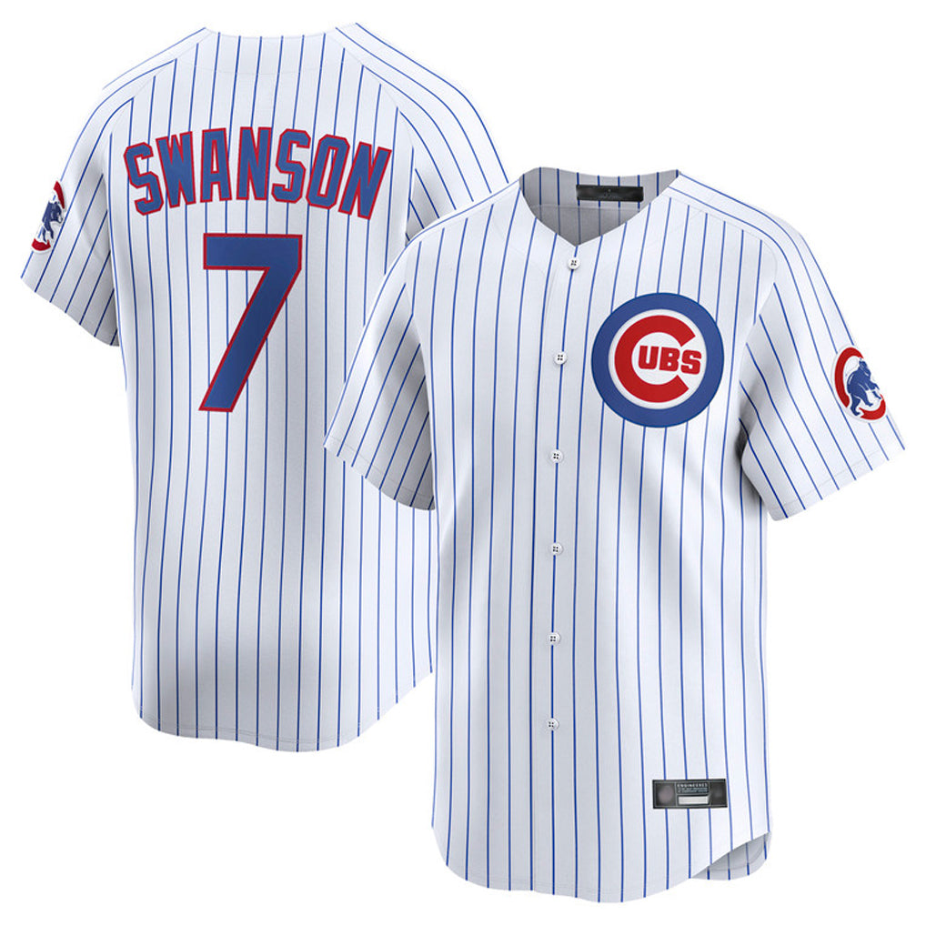 Lashops C.Cubs #7 Dansby Swanson Player White Limited Home Game Stitched Jerseys