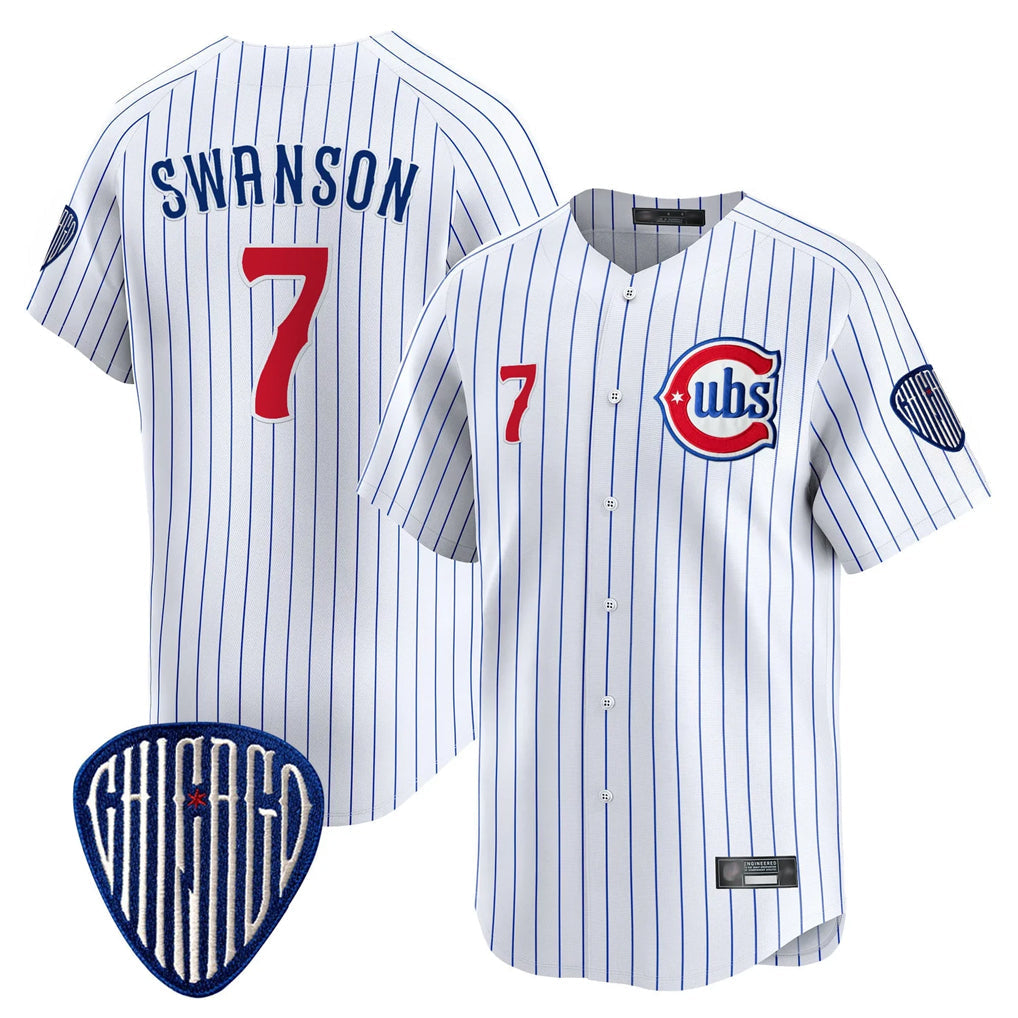 Lashops C.Cubs #7 Dansby Swanson Player White Pinstripe Vapor Premier Limited Home Stitched Jerseys