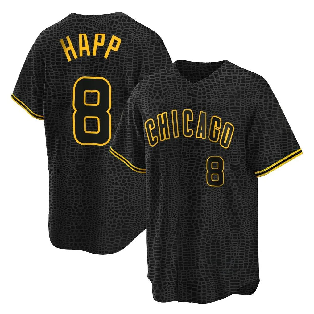 Lashops C.Cubs #8 Ian Happ Player Black Snake Skin City Game Stitched Jerseys