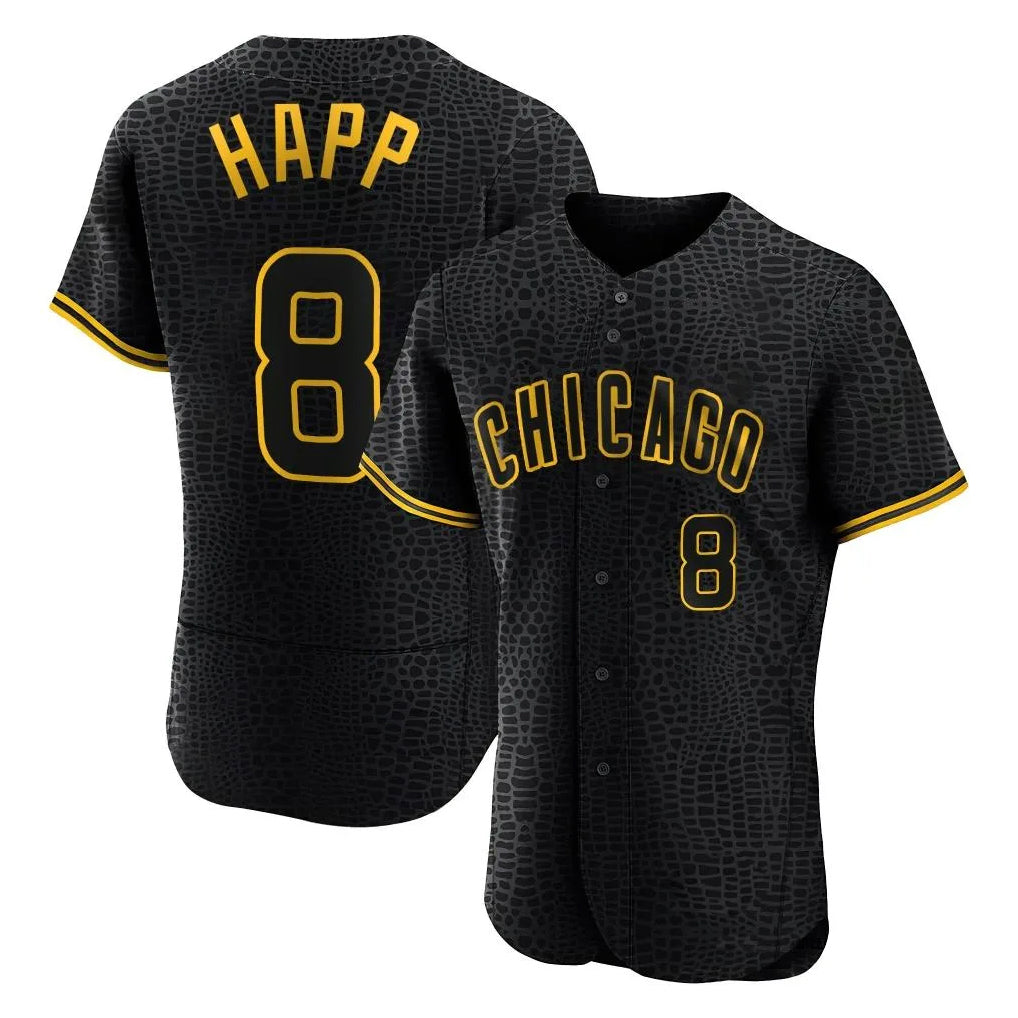 Lashops C.Cubs #8 Ian Happ Player Black Snake Skin City Limited Elite Home Game Stitched Jerseys