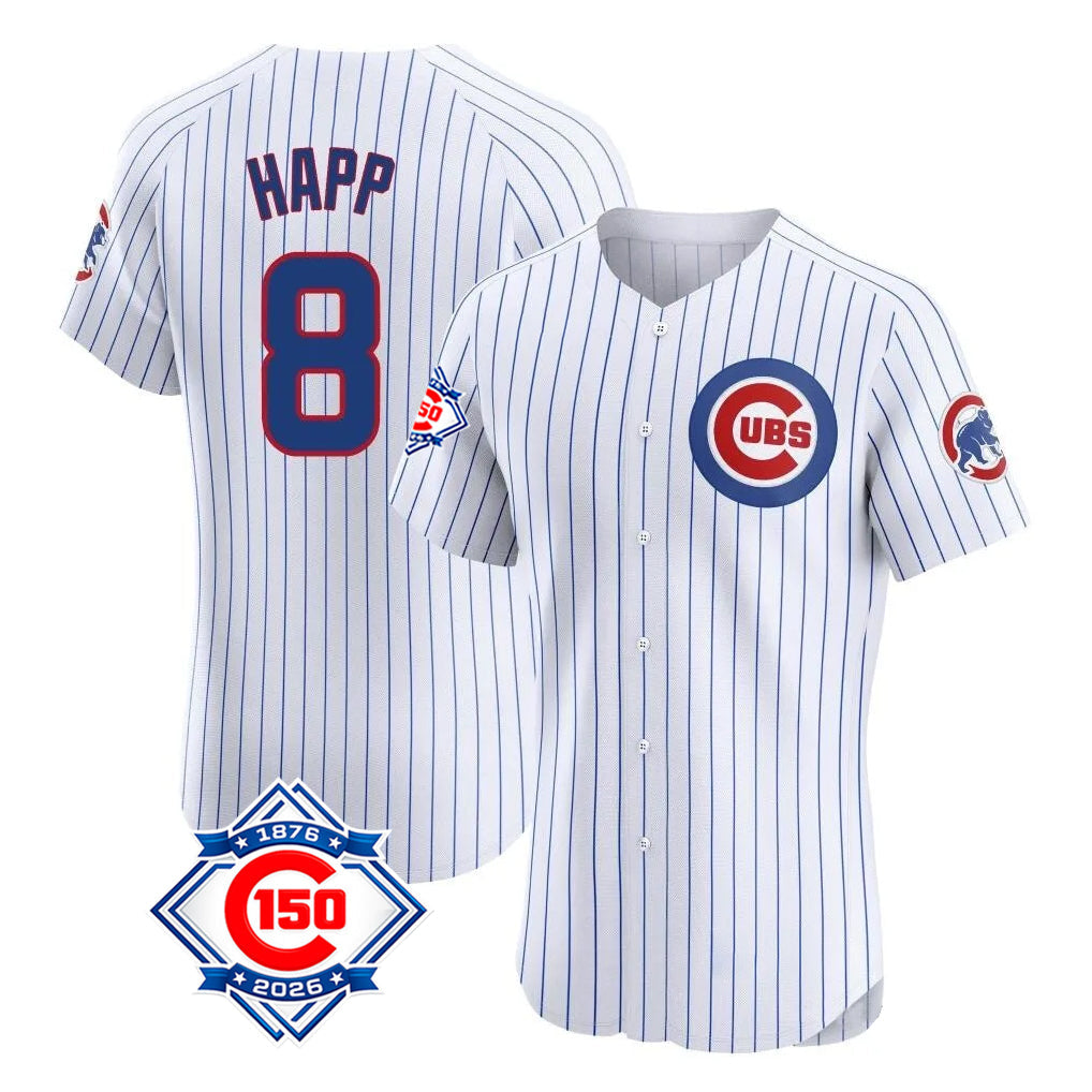Lashops C.Cubs #8 Ian Happ Player White 150th Anniversary Limited Elite Home Game Stitched Jerseys