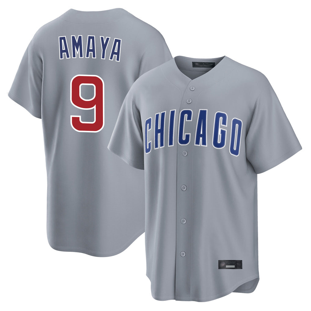 Lashops C.Cubs #9 Miguel Amaya Player Gray Home Game Stitched Jerseys