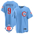 Lashops C.Cubs #9 Miguel Amaya Player Light Blue 150th Anniversary Home Game Stitched Jerseys