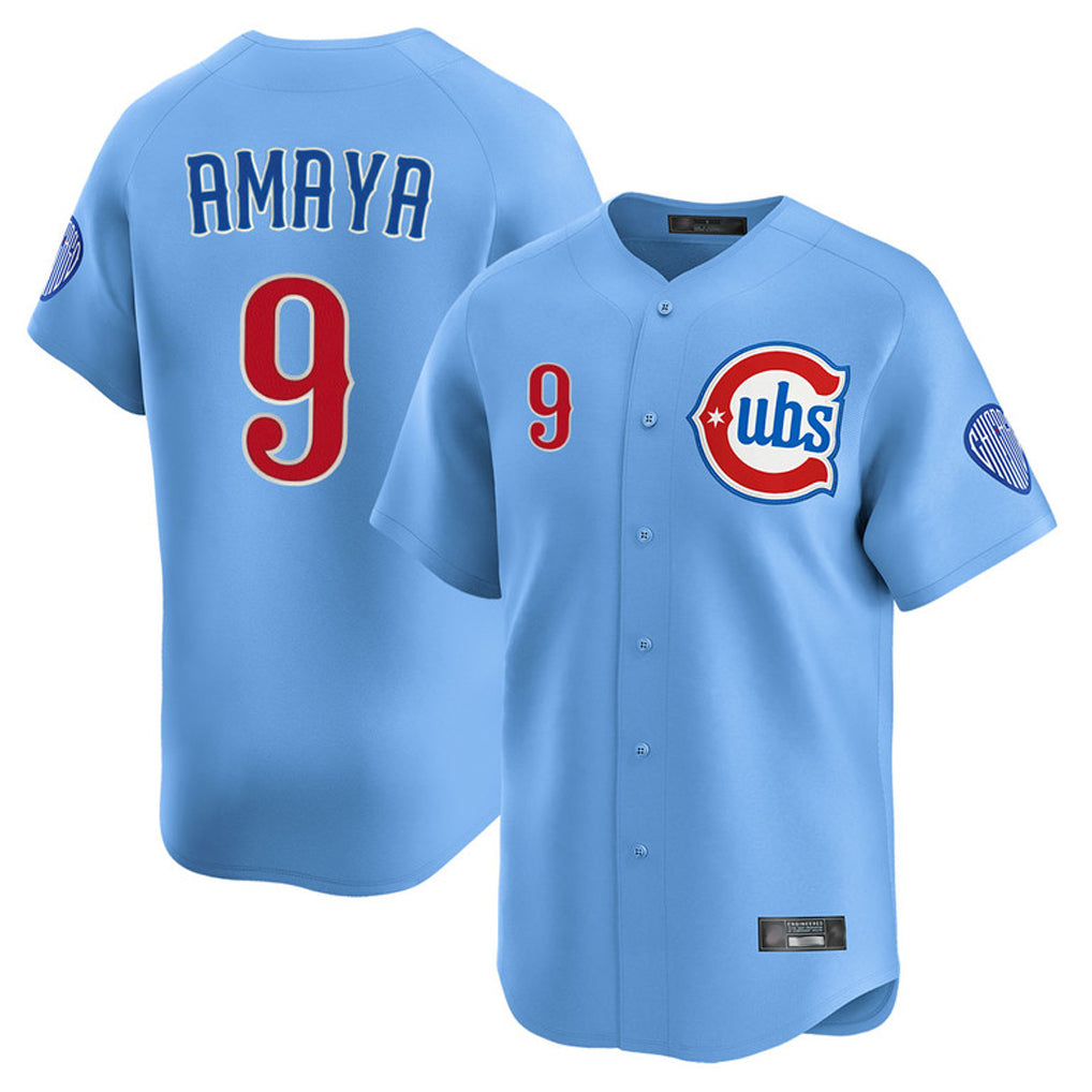 Lashops C.Cubs #9 Miguel Amaya Player Light Blue Limited Home Stitched Jerseys