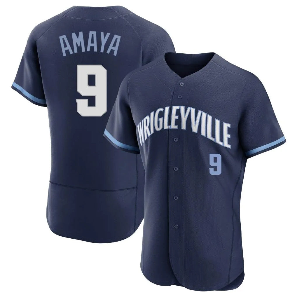 Lashops C.Cubs #9 Miguel Amaya Player Navy City Connect Limited Elite Home Stitched Jerseys