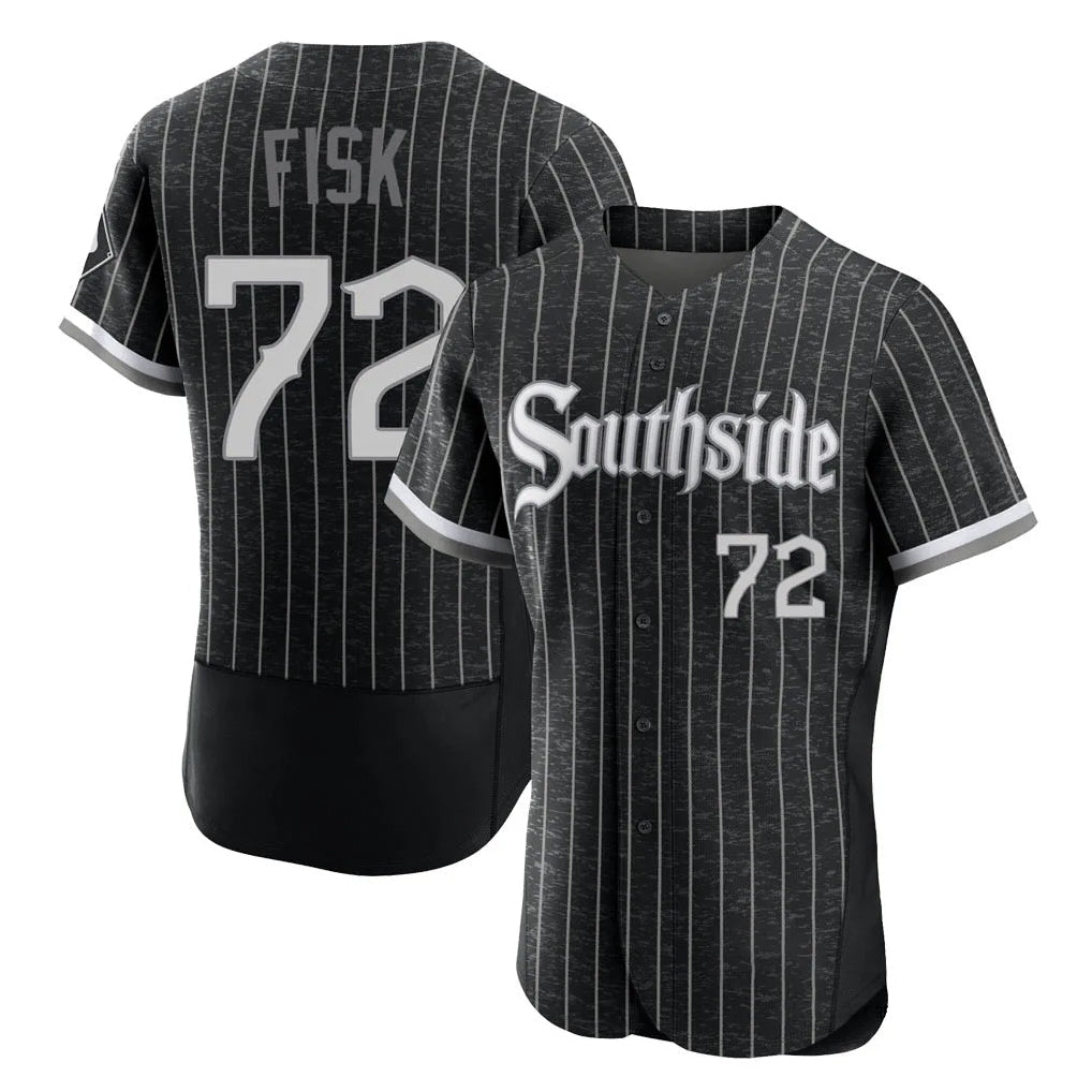 Lashops C.White Sox #72 Carlton Fisk Player Black City Connect Limited Elite Home Stitched Jerseys