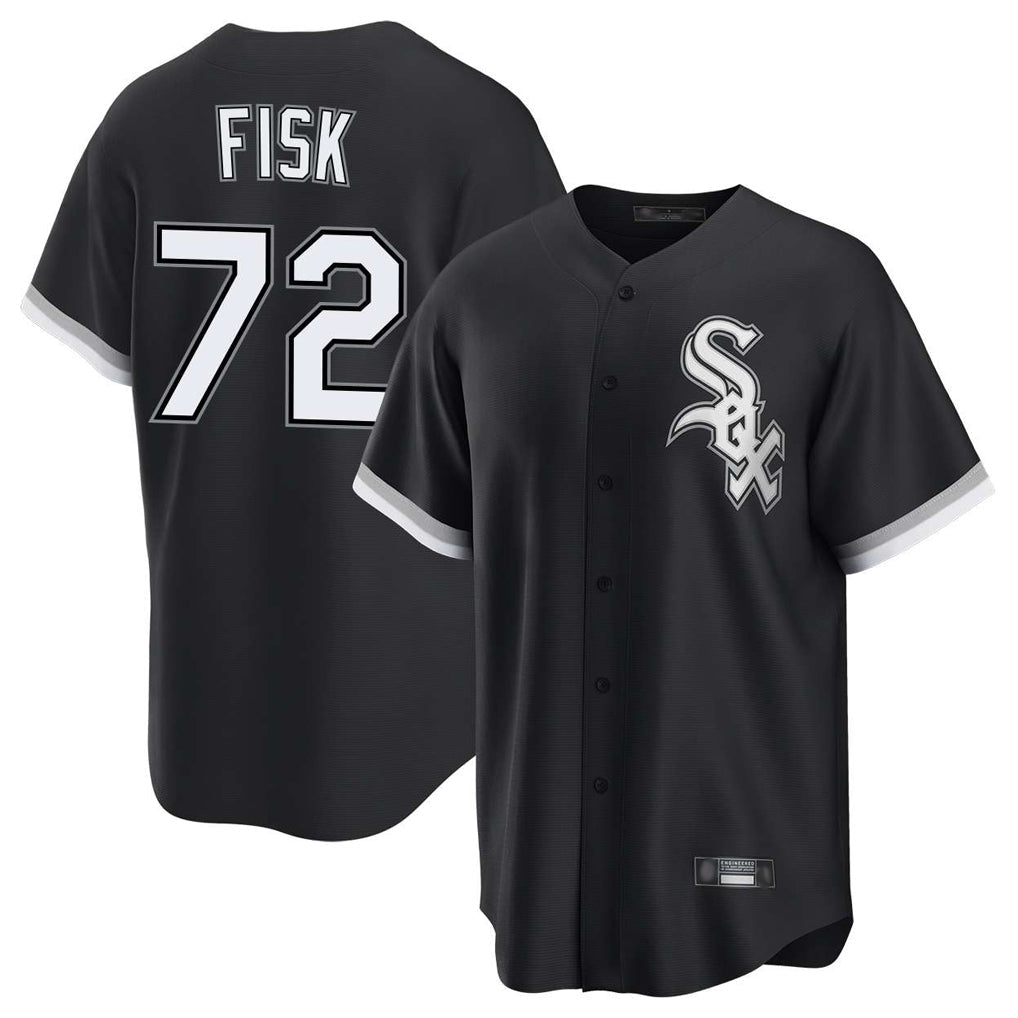 Lashops C.White Sox #72 Carlton Fisk Player Black Home Game Stitched Jerseys