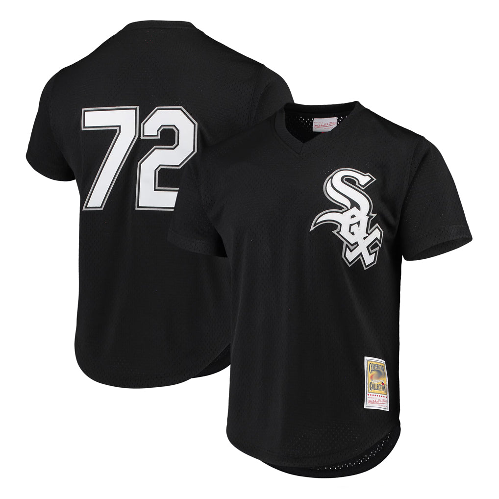 Lashops C.White Sox #72 Carlton Fisk Player Black Mitchell & Ness Cooperstown Collection Mesh Game Stitched Jerseys