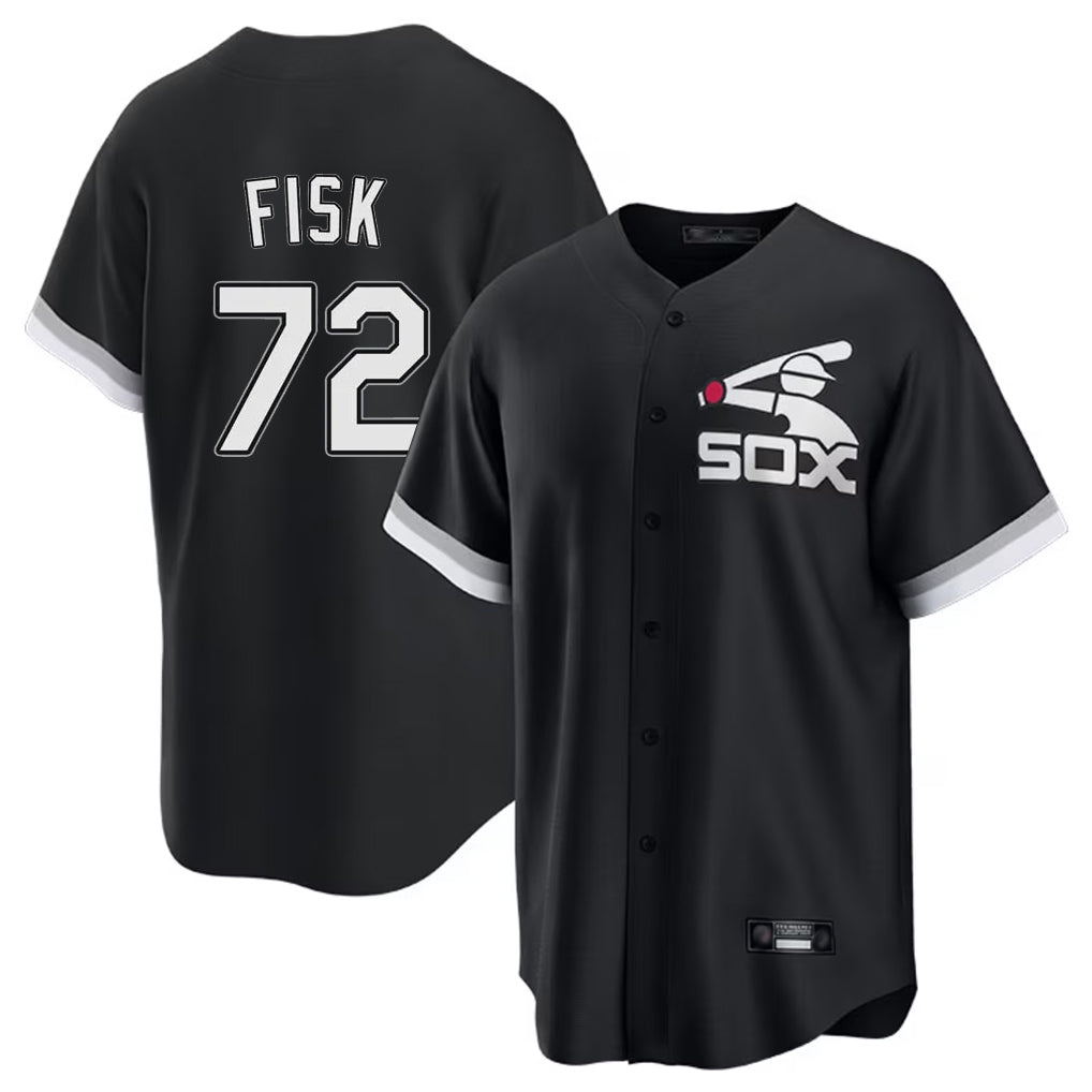 Lashops C.White Sox #72 Carlton Fisk Player Black Spring Training Game Stitched Jerseys