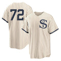 Lashops C.White Sox #72 Carlton Fisk Player Cream Field of Dreams Home Game Stitched Jerseys