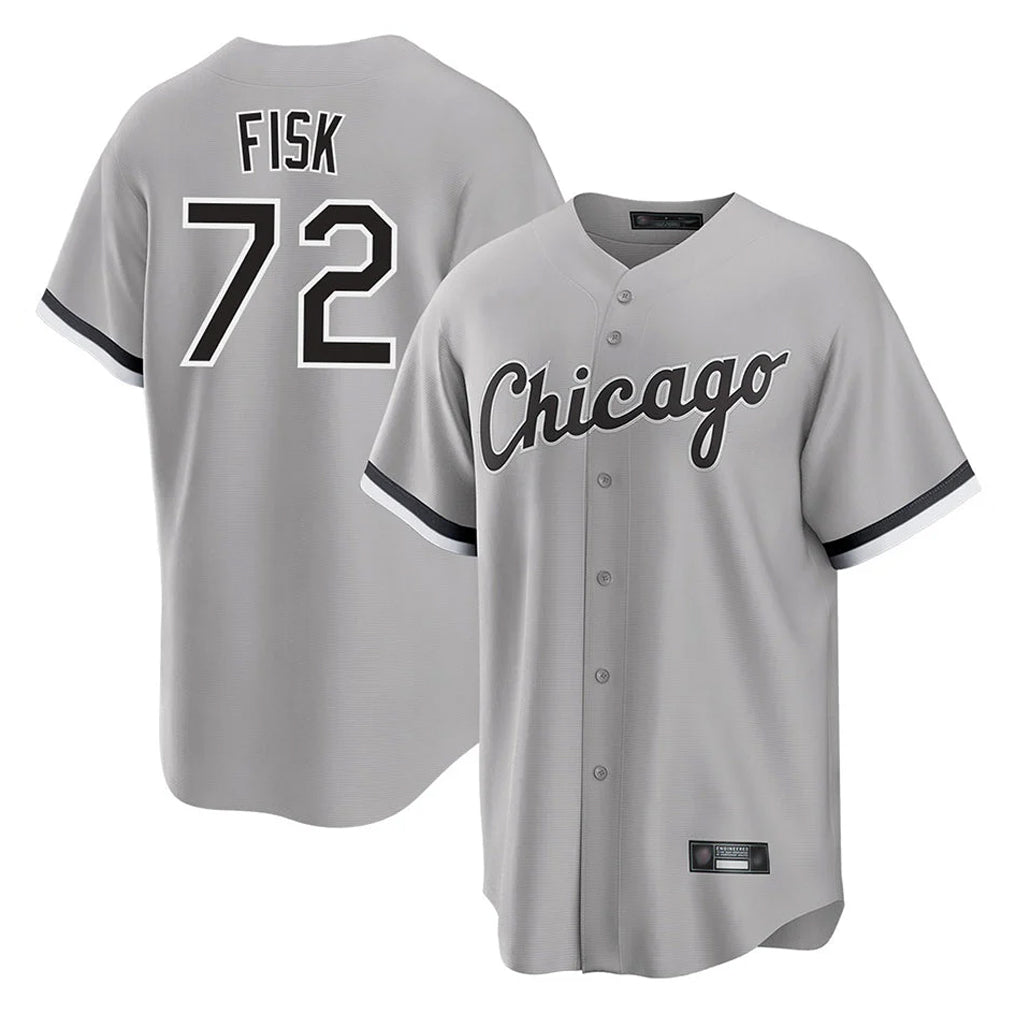 Lashops C.White Sox #72 Carlton Fisk Player Gray Home Game Stitched Jerseys