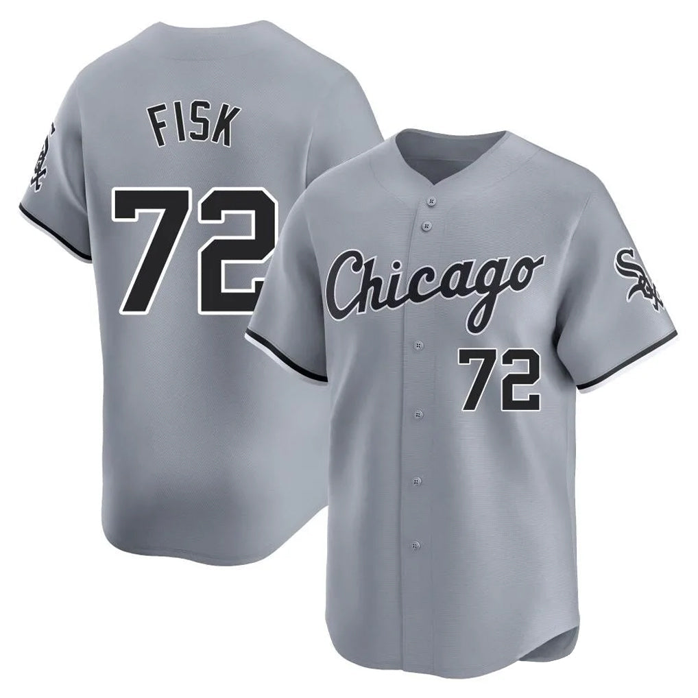 Lashops C.White Sox #72 Carlton Fisk Player Gray Road Limited Home Stitched Jerseys