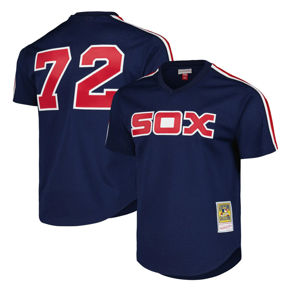 Lashops C.White Sox #72 Carlton Fisk Player Navy Mitchell & Ness Cooperstown Collection Mesh Game Stitched Jerseys