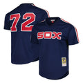 Lashops C.White Sox #72 Carlton Fisk Player Navy Mitchell & Ness Cooperstown Collection Mesh Game Stitched Jerseys