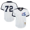 Lashops C.White Sox #72 Carlton Fisk Player White Mitchell & Ness Cooperstown Collection Mesh Game Stitched Jerseys