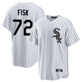 Lashops C.White Sox #72 Carlton Fisk Player White Stripe Home Game Stitched Jerseys