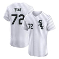 Lashops C.White Sox #72 Carlton Fisk Player White Stripe Limited Elite Home Stitched Jerseys