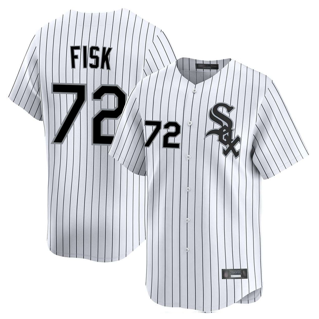 Lashops C.White Sox #72 Carlton Fisk Player White Stripe Limited Home Stitched Jerseys