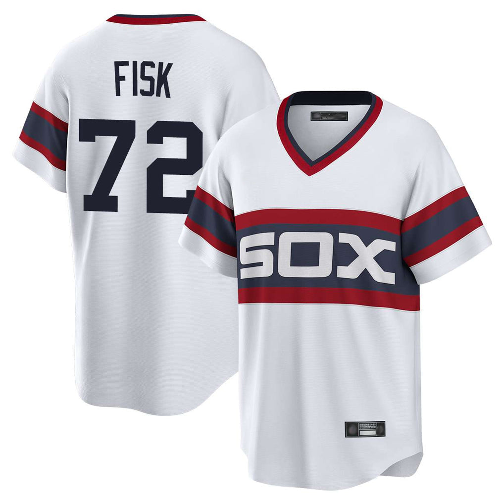 Lashops C.White Sox #72 Carlton Fisk Player White T-shirt Home Game Stitched Jerseys