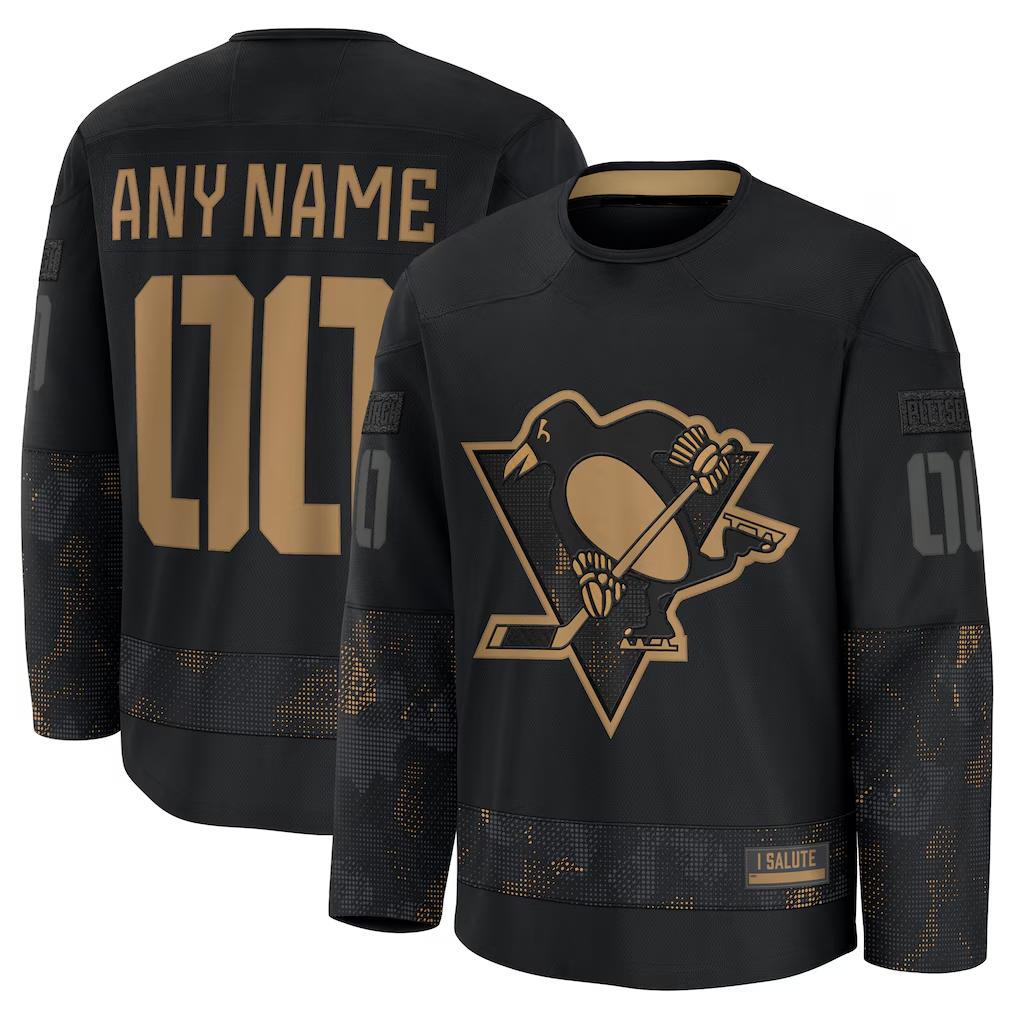 Lashops Custom P.Penguins Black 2024 Military Appreciation Jerseys