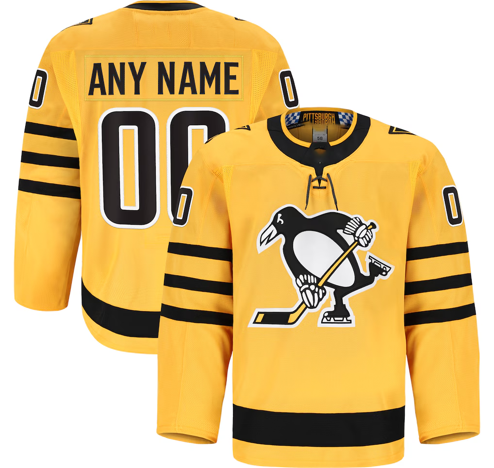 Lashops Custom P.Penguins Gold Alternate Authentic Pro Jerseys