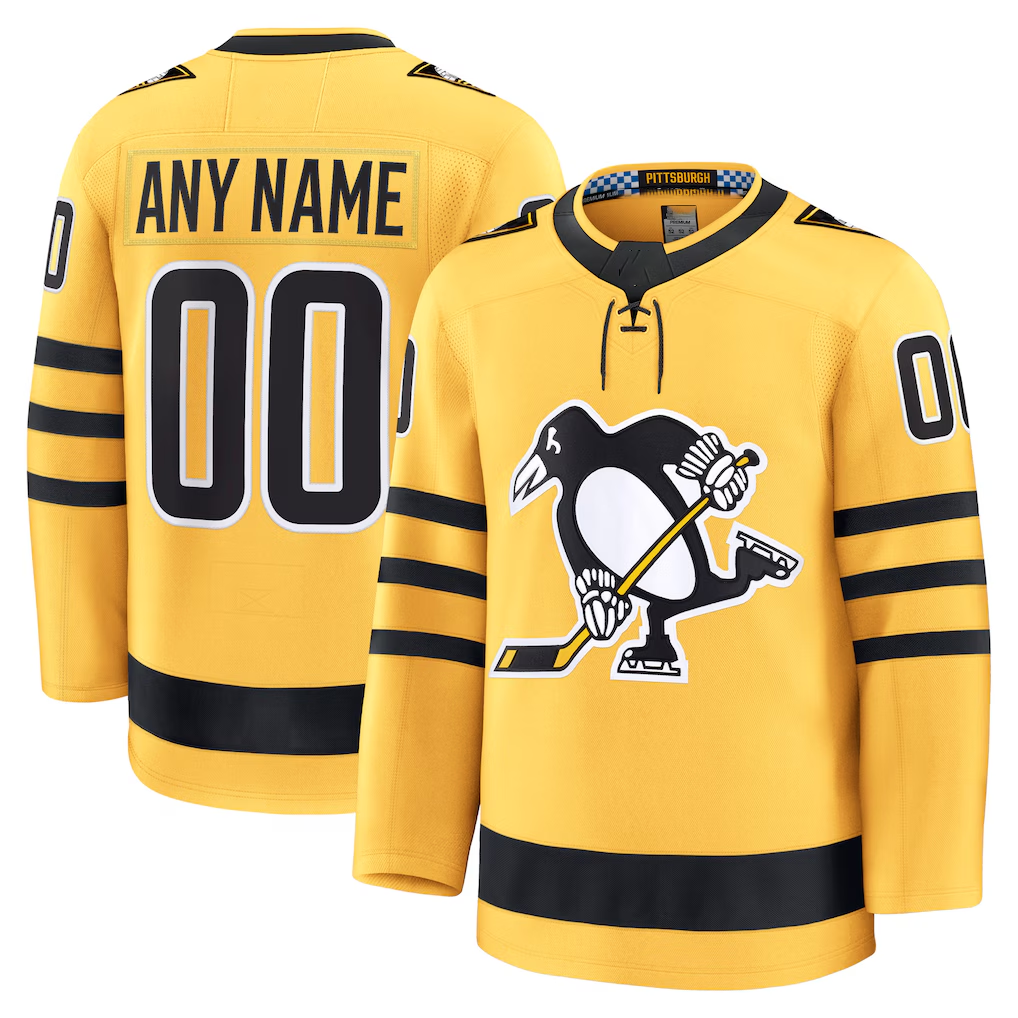 Lashops Custom P.Penguins Gold Alternate Premium Jerseys