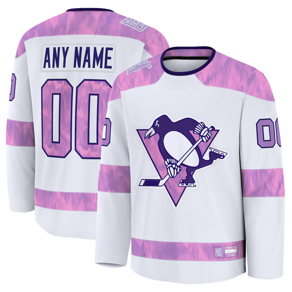 Lashops Custom P.Penguins White 2024 Hockey Fights Cancer Jerseys