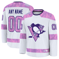 Lashops Custom P.Penguins White 2024 Hockey Fights Cancer Jerseys