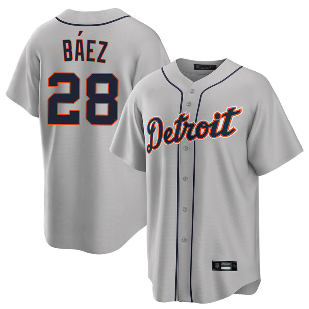 Lashops D.Tigers #28 Javier B¨¢ez Player Gray Home Game Stitched Jerseys