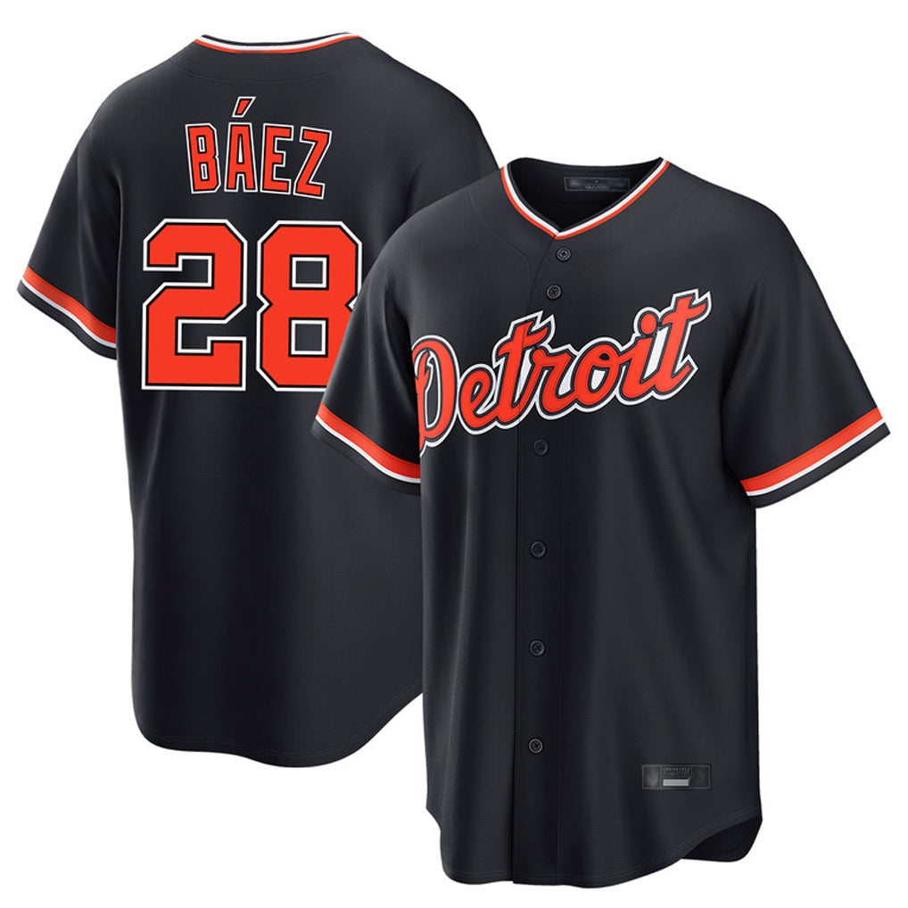 Lashops D.Tigers #28 Javier B¨¢ez Player Navy Home Game Stitched Jerseys