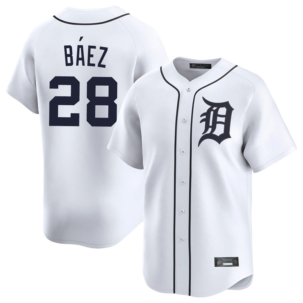Lashops D.Tigers #28 Javier B¨¢ez Player White Home Limited Stitched Jerseys