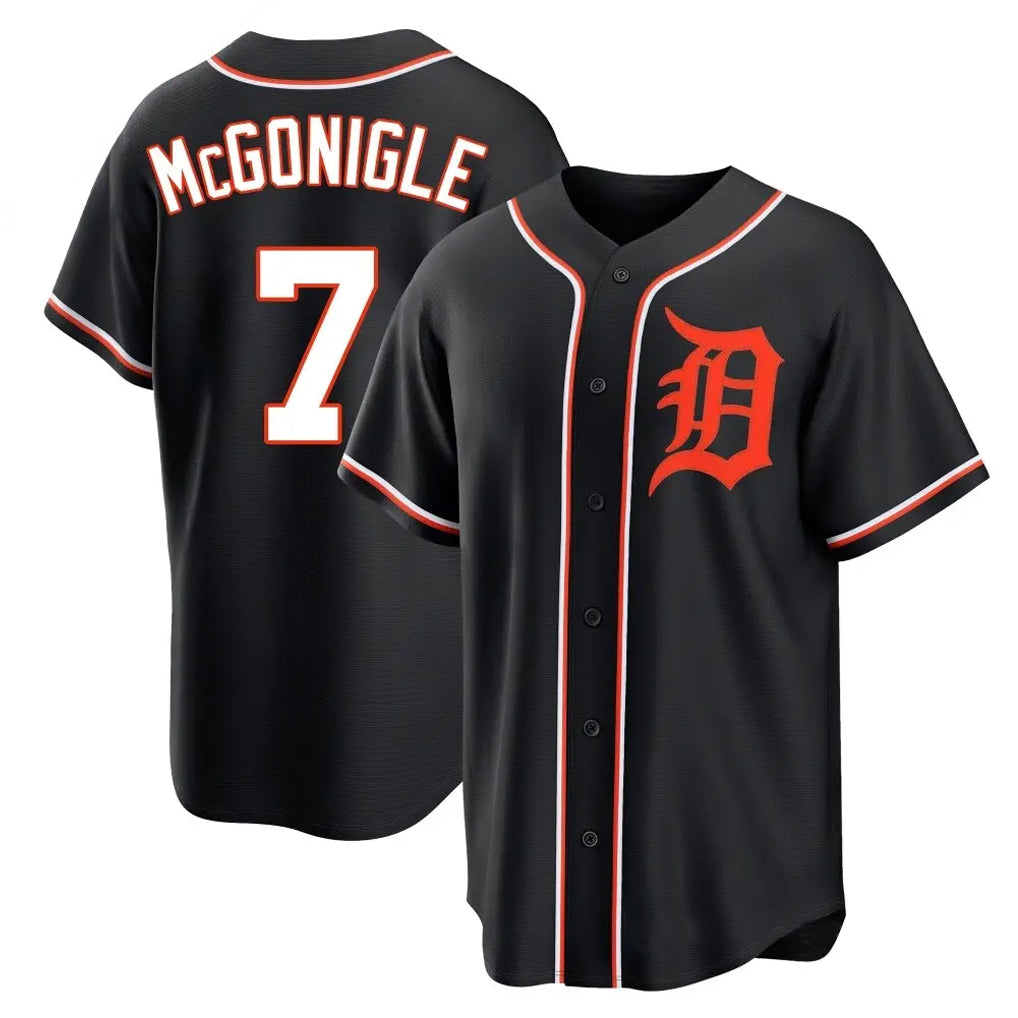 Lashops D.Tigers #7 Kevin McGonigle Player Black Fashion Out Home Game Stitched Jerseys
