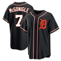 Lashops D.Tigers #7 Kevin McGonigle Player Black Fashion Out Home Game Stitched Jerseys