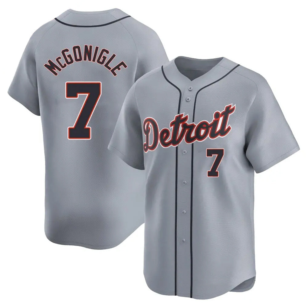 Lashops D.Tigers #7 Kevin McGonigle Player Gray Home Limited Stitched Jerseys