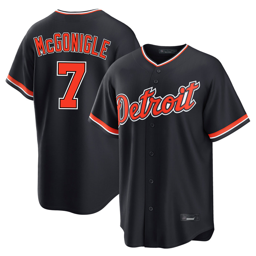 Lashops D.Tigers #7 Kevin McGonigle Player Navy Home Game Stitched Jerseys