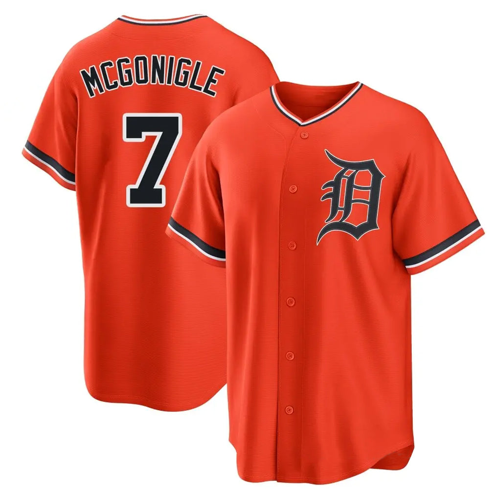 Lashops D.Tigers #7 Kevin McGonigle Player Orange Home Game Stitched Jerseys