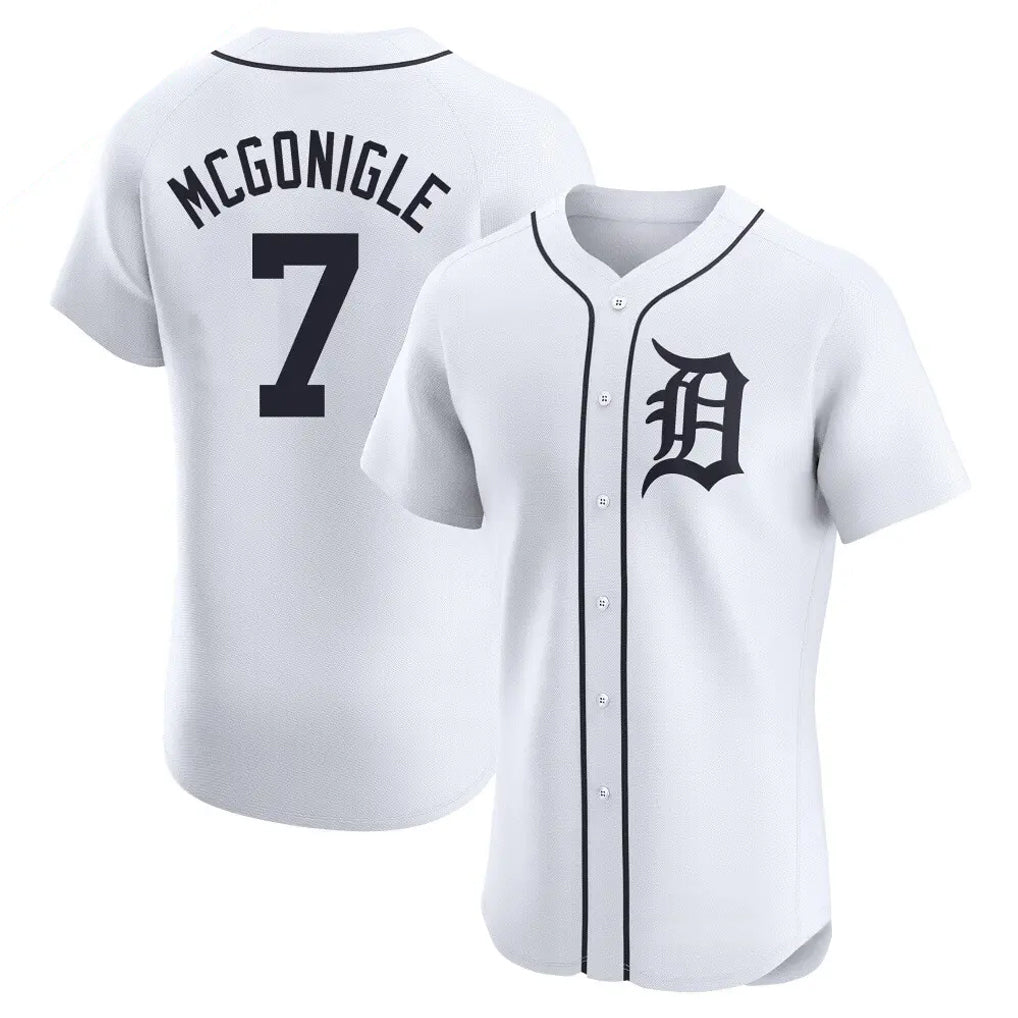 Lashops D.Tigers #7 Kevin McGonigle Player White Limited Elite Home Stitched Jerseys