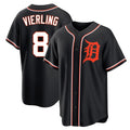 Lashops D.Tigers #8 Matt Vierling Player Black Fashion Out Home Game Stitched Jerseys