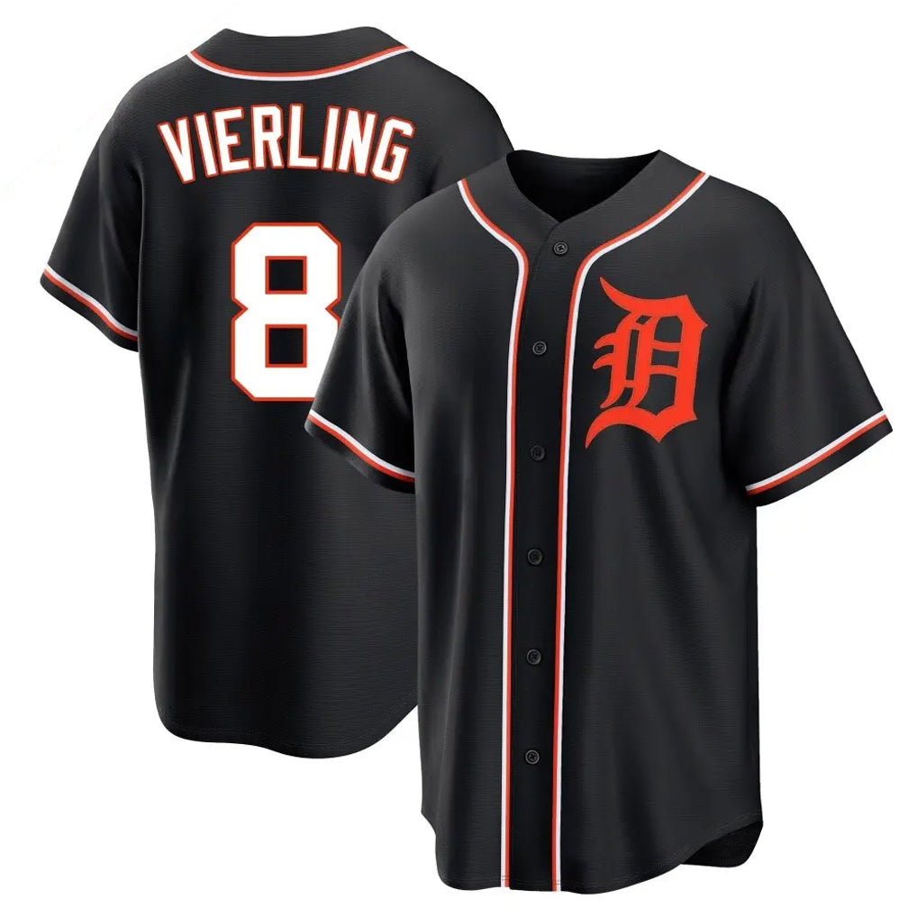 Lashops D.Tigers #8 Matt Vierling Player Black Fashion Out Home Game Stitched Jerseys