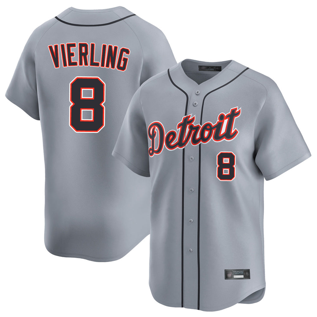 Lashops D.Tigers #8 Matt Vierling Player Gray Home Limited Stitched Jerseys