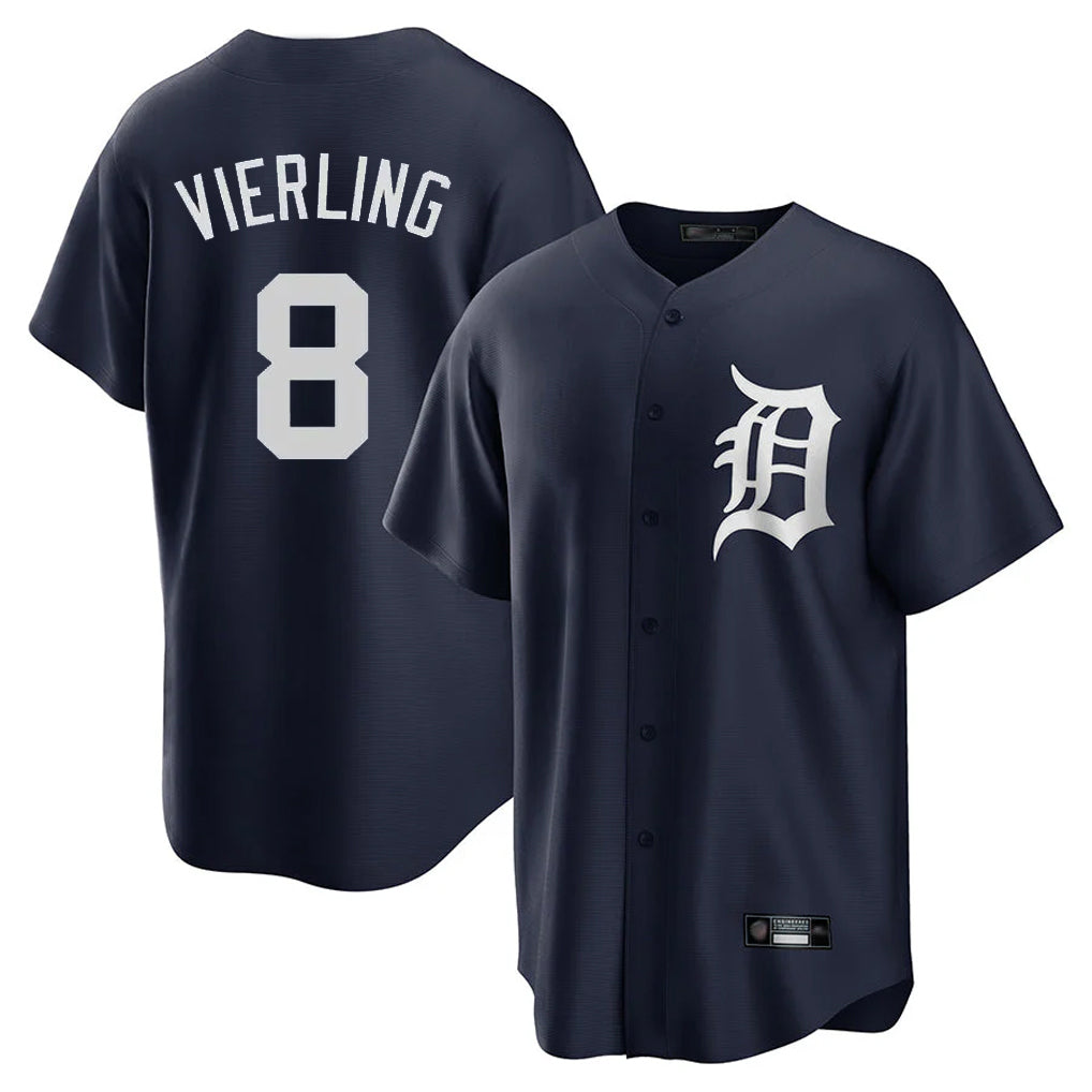 Lashops D.Tigers #8 Matt Vierling Player Navy Game Home Stitched Jerseys