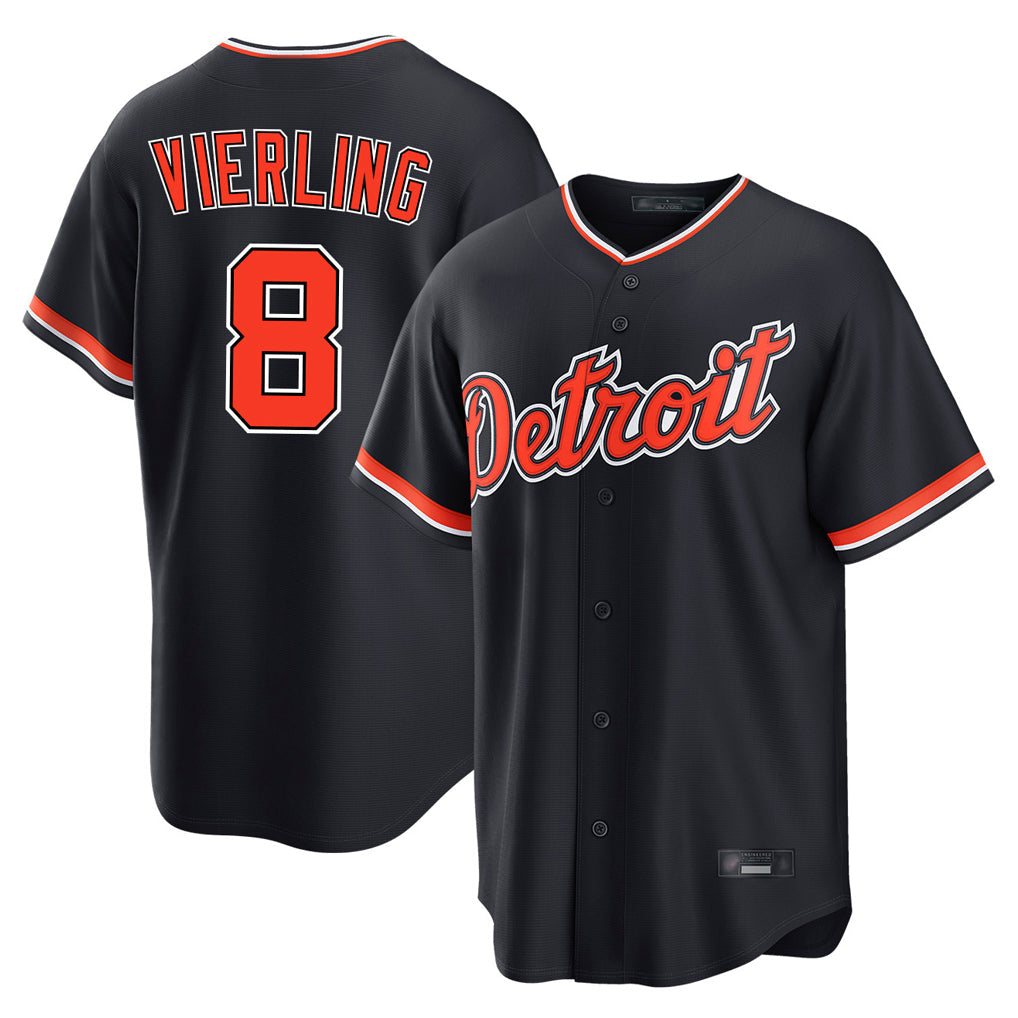 Lashops D.Tigers #8 Matt Vierling Player Navy Home Game Stitched Jerseys