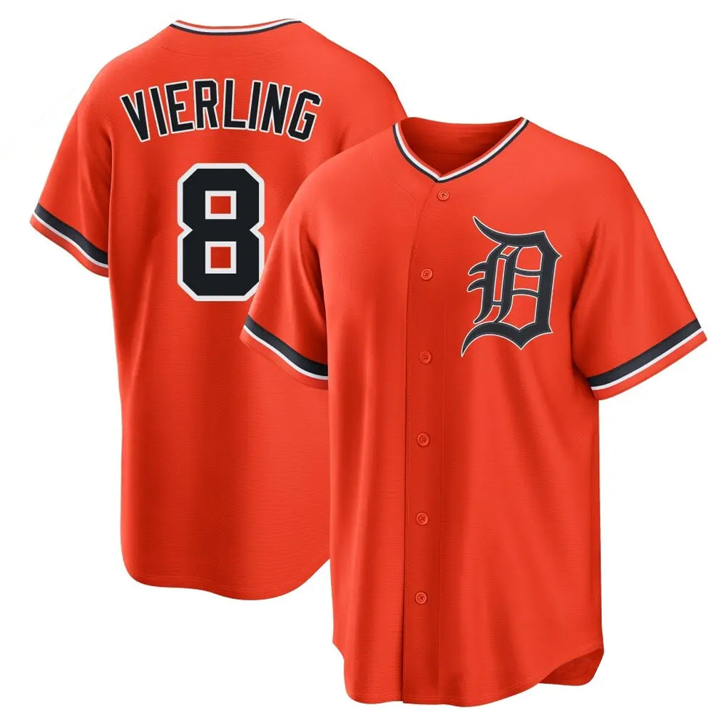 Lashops D.Tigers #8 Matt Vierling Player Orange Home Game Stitched Jerseys